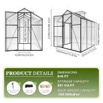 Vigo huseeo 7.2FT High 6*6.2FT Greenhouse for Outdoors,Polycarbonate Greenhouse with Stronger Wind Protection and Roof Vent,Walk-in Large Aluminum Sunroom Winter Proof,Black