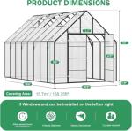 CDCASA 16.5x10.2 FT Greenhouse for Outdoors,Easy Assembly Large Polycarbonate Greenhouse Aluminum Greenhouses w/3 Vents Window, Swing Door, Garden Walk-in Green House