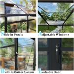 AMERLIFE 8x14x7FT Polycarbonate Greenhouse, Walk in Greenhouse with Quick-Connect System, Green House with 4 Vent Windows and Swing Door, Greenhouses for Outdoors, Glossy Black