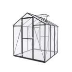 Vigo huseeo 7.2FT High 6*6.2FT Greenhouse for Outdoors,Polycarbonate Greenhouse with Stronger Wind Protection and Roof Vent,Walk-in Large Aluminum Sunroom Winter Proof,Black