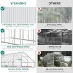 YITAHOME 6x16FT Polycarbonate Greenhouse Large Heavy Duty Green Houses Outdoor Aluminum Greenhouses with Sliding Doors Vent Window Walk-in Greenhouse for Garden Backyard, Silver
