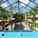 AMERLIFE 8x18x7FT Polycarbonate Greenhouse, Walk in Greenhouse with Quick-Connect System, Green House with 4 Windows and Swing Lockable Door, Greenhouses for Outdoors, Sunroom Black