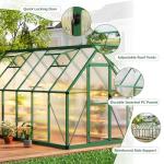 CABIHOME 6x11 FT Outdoor Greenhouse, Polycarbonate Greenhouse with Roof Vent and Ground Nails, Aluminum Large Walk-in Green House w/ Lockable Push Door for Outside Garden Backyard (Green, 6x11 FT)