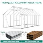 YITAHOME 6x16FT Polycarbonate Greenhouse Large Heavy Duty Green Houses Outdoor Aluminum Greenhouses with Sliding Doors Vent Window Walk-in Greenhouse for Garden Backyard, Silver