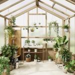 Garvee 8x6 ft Wooden Greenhouse, Greenhouses for Outdoors with Lockable Door, Wood Frame & Adjustable Vent, Heavy Duty Greenhouse with Polycarbonate Panel