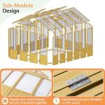 Jocisland 8x9.5x7.5 Ft Wooden Greenhouse, Pre-Assembled Solid Cedar Frame, Walk-in Design, Lockable Door, Adjustable Roof Vents, Polycarbonate Panels for Outdoor, Garden, Backyard