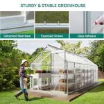 YITAHOME 6x16FT Polycarbonate Greenhouse Large Heavy Duty Green Houses Outdoor Aluminum Greenhouses with Sliding Doors Vent Window Walk-in Greenhouse for Garden Backyard, Silver