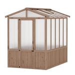 6X8FT Cedar Frame Wooden Greenhouse – Outdoor Walk-in Greenhouse with Roof Vent, Wood & Polycarbonate Construction