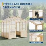 Garvee 8x6 ft Wooden Greenhouse, Greenhouses for Outdoors with Lockable Door, Wood Frame & Adjustable Vent, Heavy Duty Greenhouse with Polycarbonate Panel