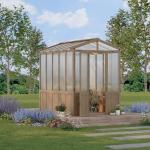 6X8FT Cedar Frame Wooden Greenhouse – Outdoor Walk-in Greenhouse with Roof Vent, Wood & Polycarbonate Construction