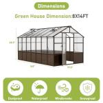AirWire 8x14 FT Wooden Greenhouse for Outdoors, Walk in Polycarbonate Greenhouse with Locked Door and Roof Vent, Heavy Duty Green Houses with Cedar Frame
