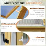 Jocisland 8x9.5x7.5 Ft Wooden Greenhouse, Pre-Assembled Solid Cedar Frame, Walk-in Design, Lockable Door, Adjustable Roof Vents, Polycarbonate Panels for Outdoor, Garden, Backyard