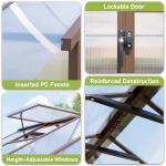 AirWire 8x14 FT Wooden Greenhouse for Outdoors, Walk in Polycarbonate Greenhouse with Locked Door and Roof Vent, Heavy Duty Green Houses with Cedar Frame