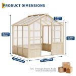 Garvee 8x6 ft Wooden Greenhouse, Greenhouses for Outdoors with Lockable Door, Wood Frame & Adjustable Vent, Heavy Duty Greenhouse with Polycarbonate Panel