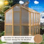 AECOJOY 6x7 FT Wooden Greenhouse for Outdoors, Walk-in Garden Greenhouse with Plant Stand, Lockable Door, Adjustable Roof Vent & Sturdy Polycarbonate Panels for Backyard or Patio