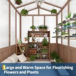 6X8FT Cedar Frame Wooden Greenhouse – Outdoor Walk-in Greenhouse with Roof Vent, Wood & Polycarbonate Construction