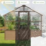AirWire 8x14 FT Wooden Greenhouse for Outdoors, Walk in Polycarbonate Greenhouse with Locked Door and Roof Vent, Heavy Duty Green Houses with Cedar Frame