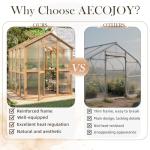 AECOJOY 6x7 FT Wooden Greenhouse for Outdoors, Walk-in Garden Greenhouse with Plant Stand, Lockable Door, Adjustable Roof Vent & Sturdy Polycarbonate Panels for Backyard or Patio