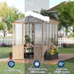 6X8FT Cedar Frame Wooden Greenhouse – Outdoor Walk-in Greenhouse with Roof Vent, Wood & Polycarbonate Construction