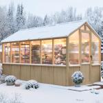 6x12 FT Large Wooden Heavy Duty Spruce Frame Greenhouse with PC Panels, Adjustable Roof Vents & Lockable Door, Walk-in