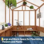 8X13ft Greenhouse Kit with Pergola, Wooden Walk-in Green House with Cedar Frame, Greenhouse Kit with 6mm Thick Polycarbonate Panel