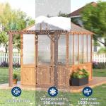 8X13ft Greenhouse Kit with Pergola, Wooden Walk-in Green House with Cedar Frame, Greenhouse Kit with 6mm Thick Polycarbonate Panel