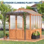 8X13ft Greenhouse Kit with Pergola, Wooden Walk-in Green House with Cedar Frame, Greenhouse Kit with 6mm Thick Polycarbonate Panel