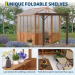 8X13ft Greenhouse Kit with Pergola, Wooden Walk-in Green House with Cedar Frame, Greenhouse Kit with 6mm Thick Polycarbonate Panel