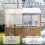 Aoxun 6x8 FT Wood Green House for Outdoors, Polycarbonate Panel Wooden Walk-in Greenhouse Kit with Automatic Temperature Control Roof Vent and Lockable Door, for Outside Backyard Garden, Natural