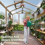 Aoxun 6x8 FT Wood Green House for Outdoors, Polycarbonate Panel Wooden Walk-in Greenhouse Kit with Automatic Temperature Control Roof Vent and Lockable Door, for Outside Backyard Garden, Natural