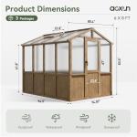 Aoxun 6x8 FT Wood Green House for Outdoors, Polycarbonate Panel Wooden Walk-in Greenhouse Kit with Automatic Temperature Control Roof Vent and Lockable Door, for Outside Backyard Garden, Natural