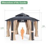 AMERLIFE 13X15FT Hardtop Gazebo, Hexagon Metal Patio Gazebo, Double Tiered Patio Pavilion with Aluminum Foot, Ceiling Hook, for Patio Lawn Garden, Backyard Shade, Netting and Curtains Included