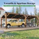 AMERLIFE 10 x 20FT Wood Gazebo with Metal Hardtop, Large Outdoor Grill Canopy with Sloped Roof, Heavy Duty Pergola for Garden, Patio, Backyard, Spruce