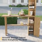 AMERLIFE 13x15 Hardtop Gazebo, Spruce Wood Gazebo with Storage Bar Counter, Outdoor Pavilion with Double Iron Roof, for Patio, Lawns, Garage, Black + Natural Wood