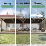 AMERLIFE 10 x 20FT Wood Gazebo with Metal Hardtop, Large Outdoor Grill Canopy with Sloped Roof, Heavy Duty Pergola for Garden, Patio, Backyard, Spruce