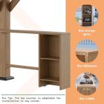 AMERLIFE 13x15 ft Spruce Wood Gazebo, Outdoor Gazebo with Bar Storage, Hardtop Wooden Paviloin with Metal Steel Gable Roof, Patio, Garage, Black + Natural Wood