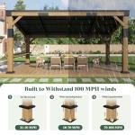 AMERLIFE 10x14 FT Spruce Wood Grill Gazebo, Permanent Galvanized Steel Lean to Canopy & Built-in Bar Shelf – Outdoor BBQ Gazebo Pergola for Deck, Backyard, Garden