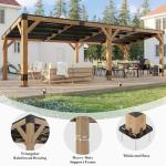 AMERLIFE 10 x 20FT Wood Gazebo with Metal Hardtop, Large Outdoor Grill Canopy with Sloped Roof, Heavy Duty Pergola for Garden, Patio, Backyard, Spruce