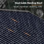 AMERLIFE 13x15 ft Spruce Wood Gazebo, Outdoor Gazebo with Bar Storage, Hardtop Wooden Paviloin with Metal Steel Gable Roof, Patio, Garage, Black + Natural Wood