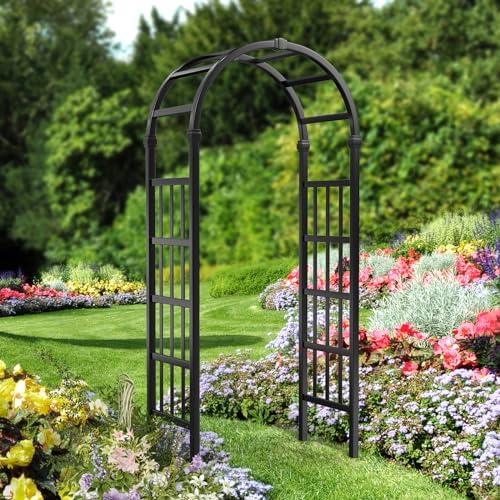 VINGLI Black Vinyl Garden Arbor and Trellis