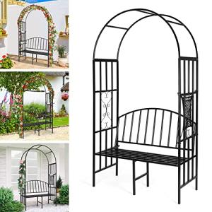 Heavy Duty Metal Garden Arch with Bench