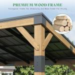 AMERLIFE 10x14 FT Spruce Wood Grill Gazebo, Permanent Galvanized Steel Lean to Canopy & Built-in Bar Shelf – Outdoor BBQ Gazebo Pergola for Deck, Backyard, Garden