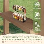 Yardenaler 6 x 13 FT Wooden Grill Gazebo with Sloping Metal Roof, BBQ Canopy with Stakes for Outdoor Patio, Garden, Lawn, Light Mocha Brown