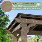 Yardenaler 6 x 13 FT Wooden Grill Gazebo with Sloping Metal Roof, BBQ Canopy with Stakes for Outdoor Patio, Garden, Lawn, Light Mocha Brown