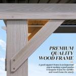 GARTOO 12.5'x6.5' Outdoor Grill Gazebo - Hardtop Cedar Wood Gazebo with 2 Side Shelves and Galvanized Steel Roof, Patio Wooden BBQ Pergola for Garden, Porch and Backyard