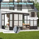 10x12FT Wall-Mounted Sunroom with Sliding Doors