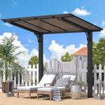 AECOJOY 8' x 5' Grill Gazebo Outdoor Pergola for Patio, Freestanding Lean to Hardtop Gazebo Carport Pergolas and Gazebos Clearance with Roof, Small Wall-Mounted Heavy Duty Awnings for Patio, Decks