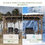 Yardenaler 6 x 13 FT Wooden Grill Gazebo with Sloping Metal Roof, BBQ Canopy with Stakes for Outdoor Patio, Garden, Lawn, Light Mocha Brown