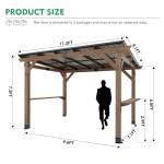 CHARMELEON Grill Gazebo 8 x 10 FT,Cedar Wood BBQ Gazebo with 2 Thick Wooden Side Serving Shelves,Permanent Patio Pavilion with Galvanized Steel Roof for Outdoor,Backyard,Garden,Deck-Gray