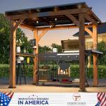 Modern Shade Grill Gazebo 6' X 8', Cedar Wood Gazebo with Shelves and Paper Towel Holder, Patio Pavilion with Galvanized Steel Roof, USB and USB-C Charging Ports, BBQ Gazebo for Patio Backyard